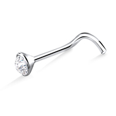 4mm. Bezel Set Rhinestone Silver Curved Nose Stud NSKB-14